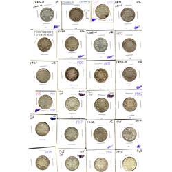1870-1936 25¢.  Mixed lot of 59 coins.  Mixed in dates and grades. Fair to Fine.  Should be viewed.