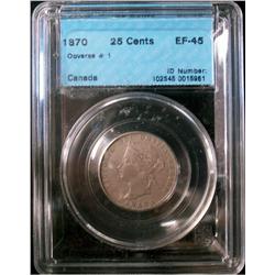 1870 25¢ Obv 1 CCCS EF45.