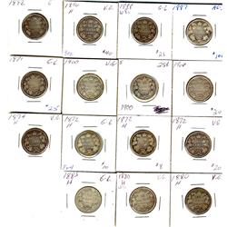 1871, 1872H (3), 1874H, 1880H Narrow (2), 1883H, 1887, 1888 Wide's, 1890H, 1892, 1900 (3) 25¢.  Lot 