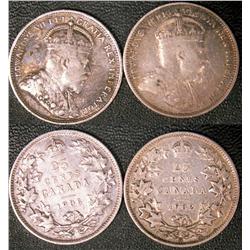 1902H, 1905 25¢, both F-12 or better.