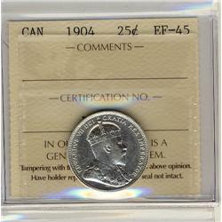 1904 25¢ ICCS EF45.  Full white in colour.