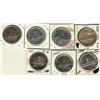 1935, 1936, 1937 (2), 1939, 1951, 1952 $1.  Lot of 7 coins.  Grades vary from F-12 to EF-40.  All cl