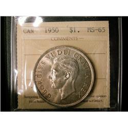 1950 $1 ICCS MS65. Brilliant