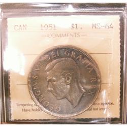 1951 $1 ICCS MS64.