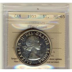 1953 $1 SF ICCS MS65 Cameo.