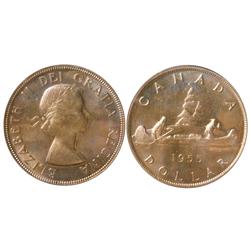 1955 $1 Arnprior with  Die Break ICG MS65.  Lustrous with hint of golden shades. Rare in this condit