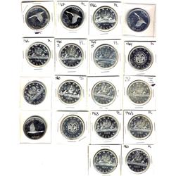 1960-1967 $1.  Mixed lot of 18 Proof like dollars.  Includes 1960, 1961, 1962(3), 1963(4), 1964(2), 