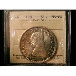 1961 $1 ICCS MS64.