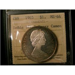 1965 $1 SmBds Blt 5 ICCS MS64 Heavy Cameo.