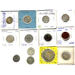 POLAND - One lot of 13 coins as follow: Half Groschen 1559 and 3 Groschen 1594 both cleaned about EF