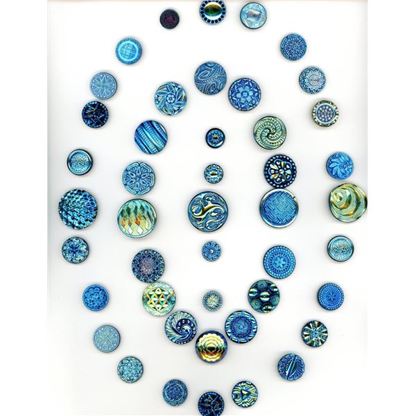 A card of division three Aurora Luster glass buttons