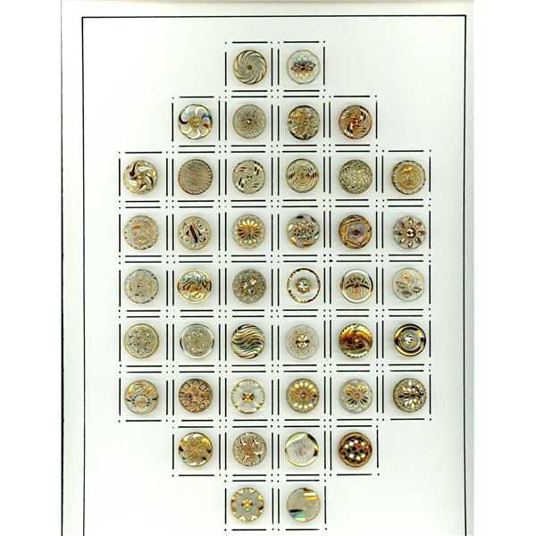 A card of division three glass buttons.