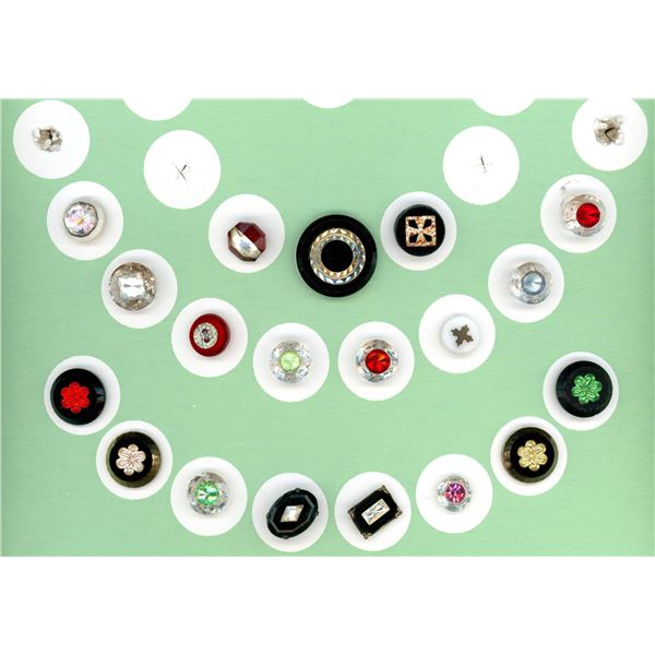 A card of division one and three inlay glass buttons