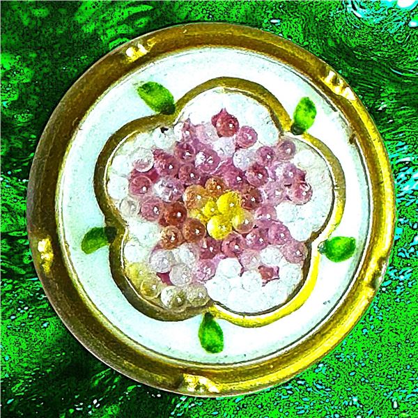 A division one white glass Coralene Button