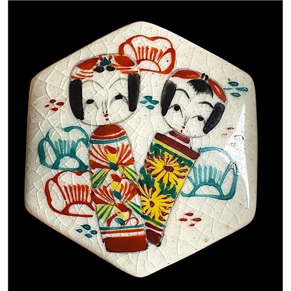 A RARE division three pictorial Japanese Satsuma Button
