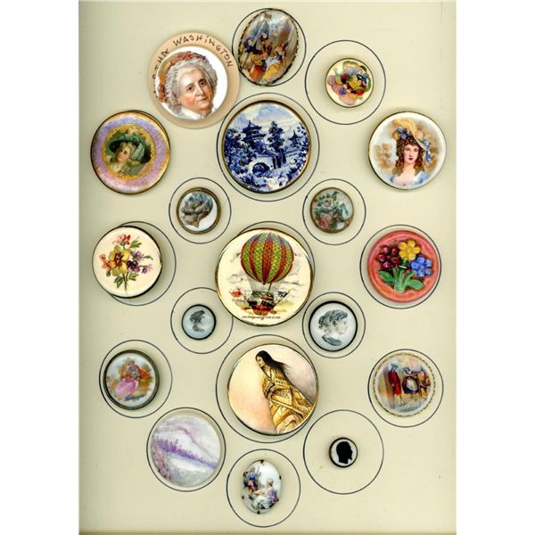 A card of division one and three ceramic buttons