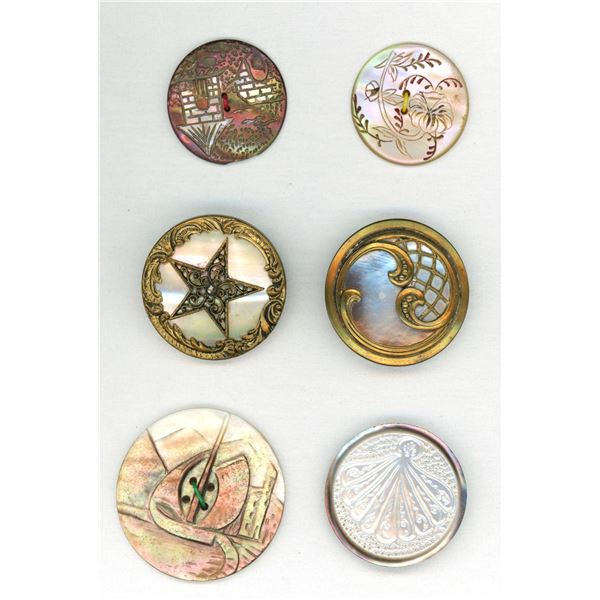 A partial card of division one assorted pearl buttons