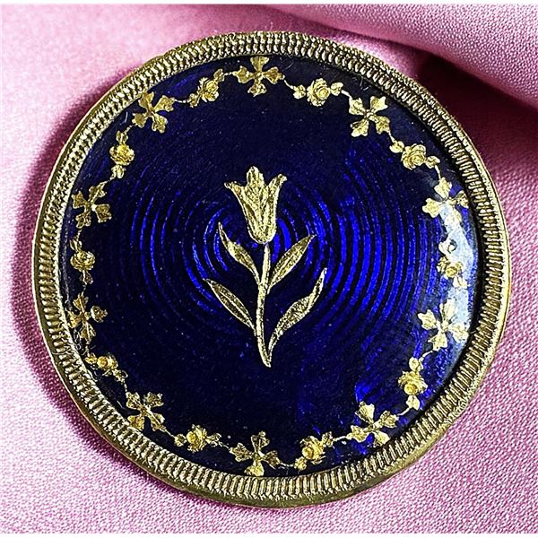 A division one gold and cobalt enamel button