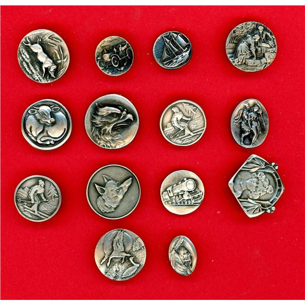A small card of division three pewter buttons