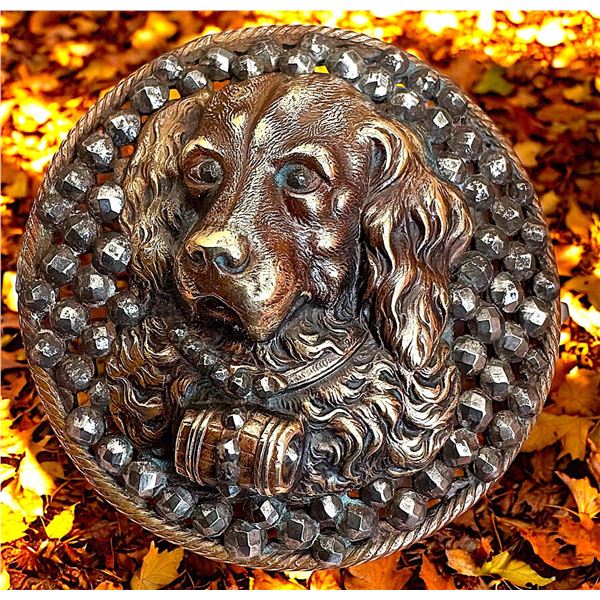A magnificent & RARE division 1 high relief dog button
