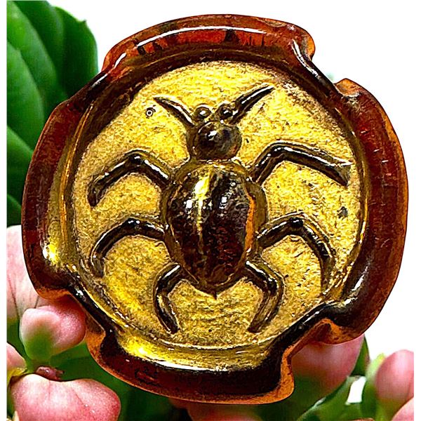 A division three pictorial English glass button