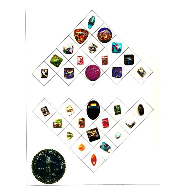 A card of division one glass buttons