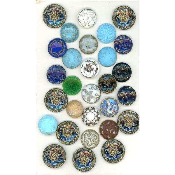 A card of division one & three glass buttons