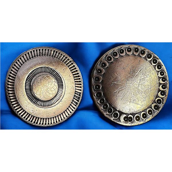 A pair of division one engraved copper buttons