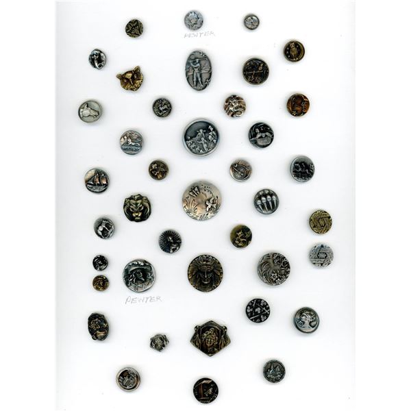 A card of division three pictorial pewter buttons