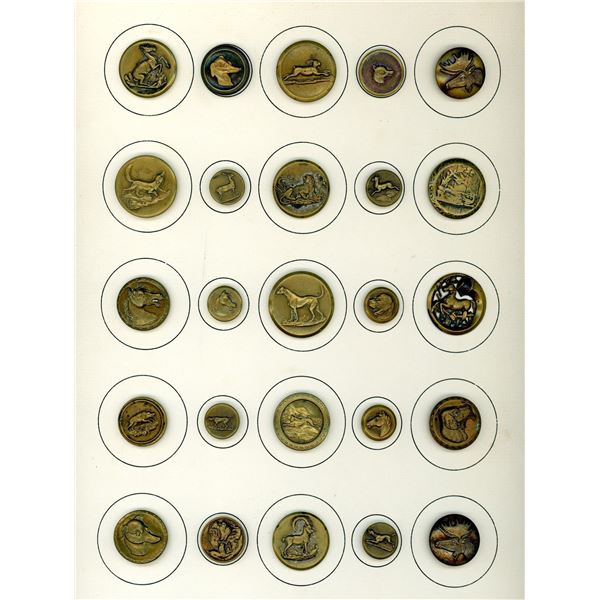 A card of division one sporting and hunt buttons
