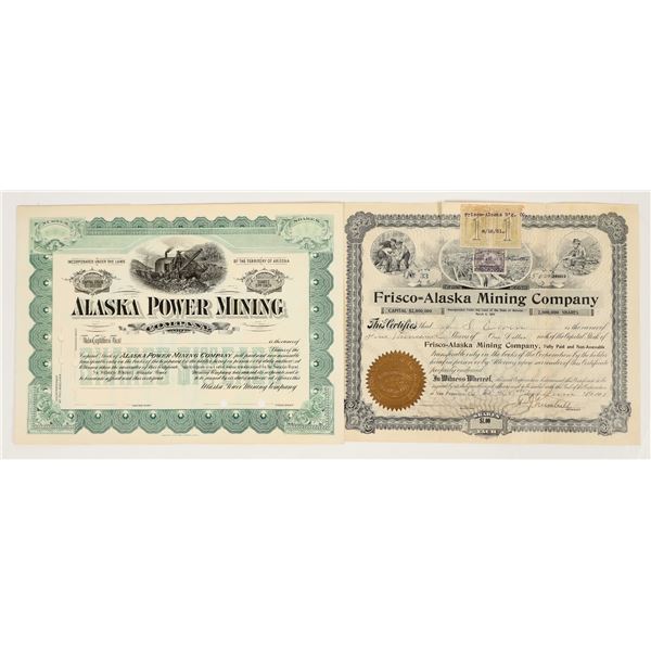 Two Different Alaska Mining Stock Certificates  [204916]