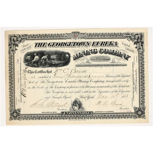Georgetown Eureka Mining Company Stock Certificate, 1881 [204545]