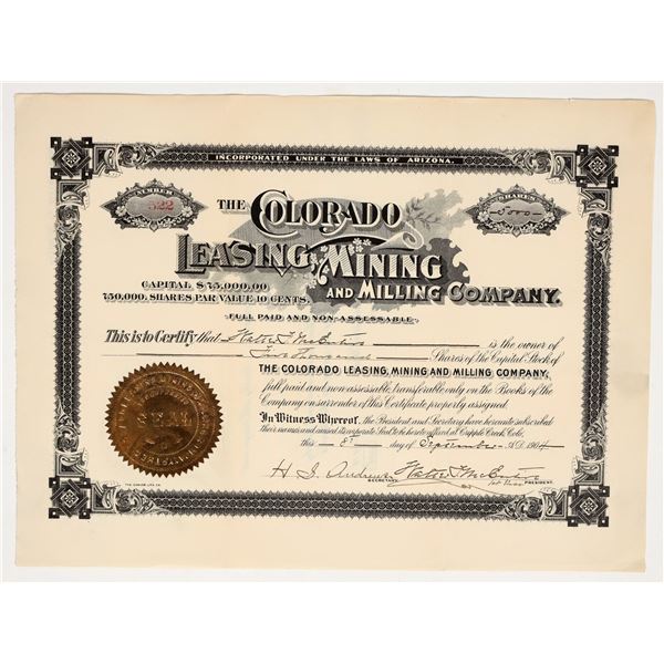 Colorado Leasing, Mining & Milling Co. Stock Certificate, 1904 [195897]
