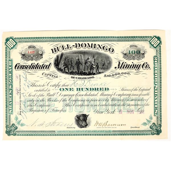 Bull-Domingo Consolidated Mining Co. Stock Certificate, 1880 [201765]