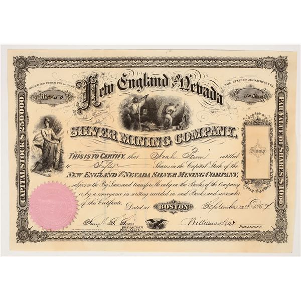 New England & Nevada Silver Mining Co. Stock Certificate, 1867 [203940]