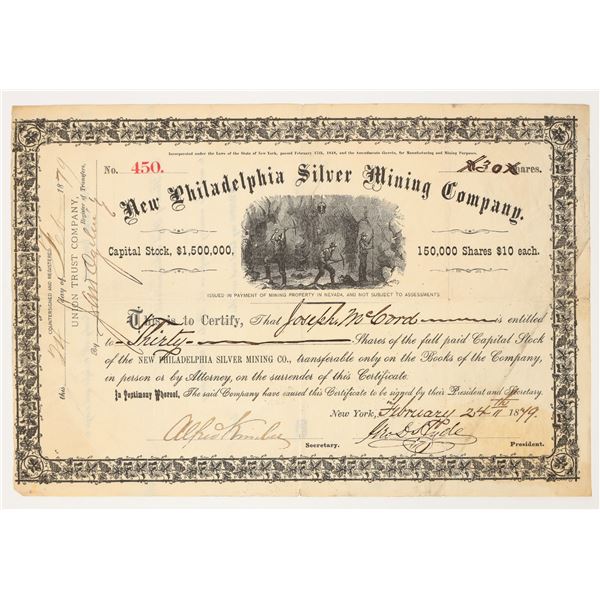 New Philadelphia Silver Mining Company Stock Certificate, 1879 [205244]