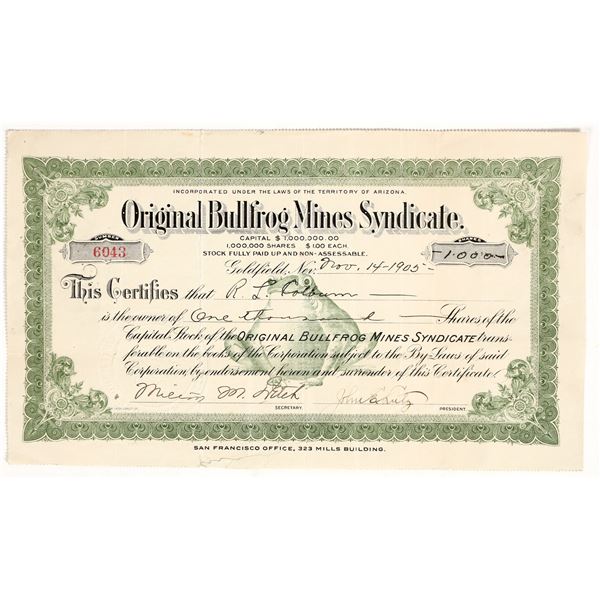 Original Bullfrog Mines Syndicate Stock w/ Bullfrog Vignette [200808]