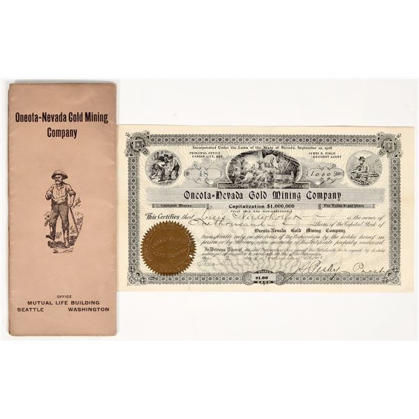 Oneota-Nevada Gold Mining Co. Stock Certificate & Prospectus [195866]