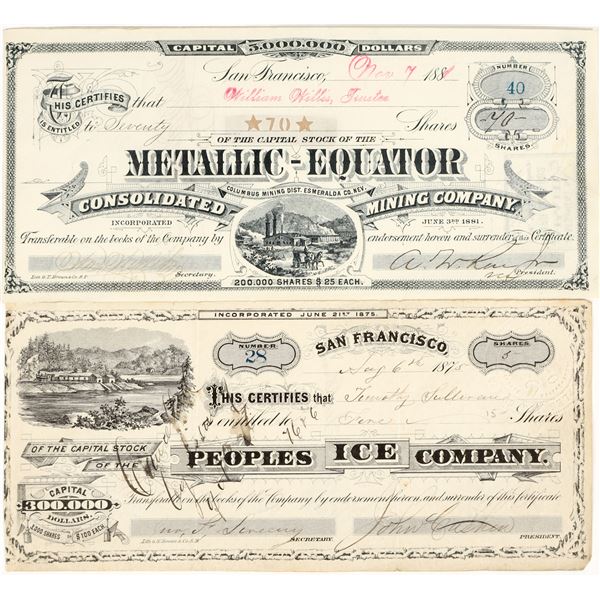 Two Different GT Brown Lithographed Stocks: Metallic-Equator MC and People's Ice Co. [202744]