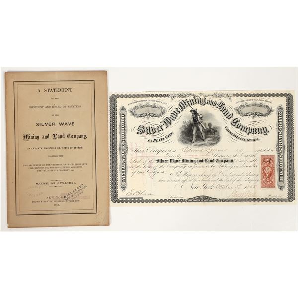 Silver Wave Mining & Land Co. Stock and Prospectus, La Plata, Nevada 1865 [205048]