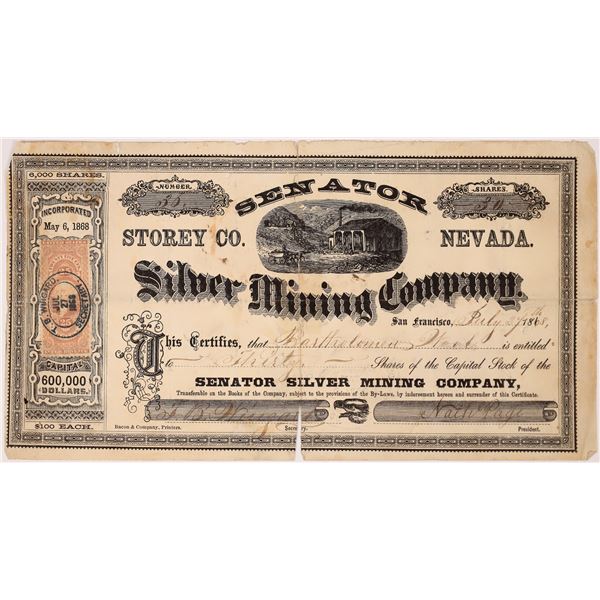 Senator Silver Mining Co. Stock 1868 [163595]