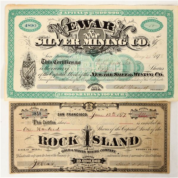 African-American Lithographer GT Brown Nevada Mining Stock Pair [195497]