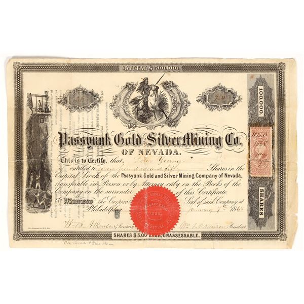Passyunk Gold & Silver Mining Co. of Nevada Stock Certificate, 1868 [195864]