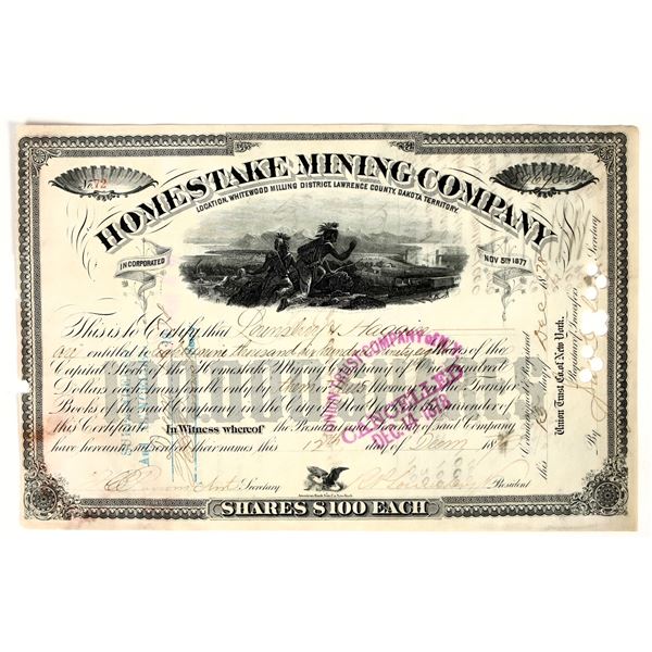 Homestake Mining Co. Stock Issued to Lounsbery & Haggin, Two Key Players [201760]