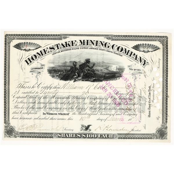 Homestake Mining Company Stock Certificate No. 7, 1878 [198219]