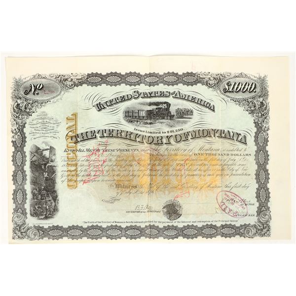 1876 Territory of Montana Bond Signed by Governor Potts [195496]