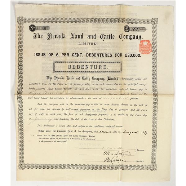 Nevada Land and Cattle Co., Ltd., Elko County, Nevada, 1889 Bond [203575]