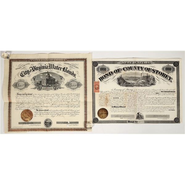 Two Virginia City, Nevada Bonds: Water & Railroad [200895]