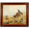 Image 1 : Ridin Line: Cowboy Lassoing a Steer, Dan Muller, 1935, Oil Painting [203889]