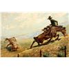 Image 2 : Ridin Line: Cowboy Lassoing a Steer, Dan Muller, 1935, Oil Painting [203889]